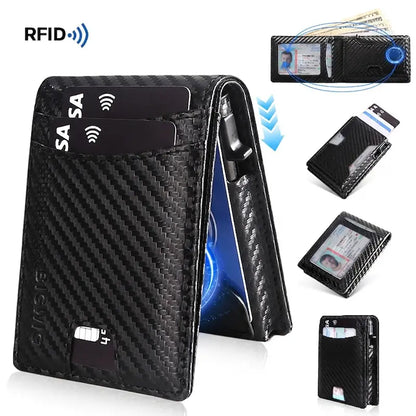 Ultra-Slim RFID Blocking Metal Pop-Up Bifold Wallet for Men