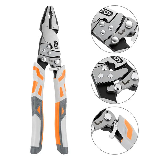 Self-Locking Ratchet Pliers with Heavy-Duty Wire Cutter & Anti-Skid Grip