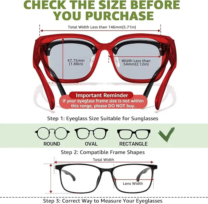 Oversized Fit Over Prescription Polarized Sunglasses For Men & Women