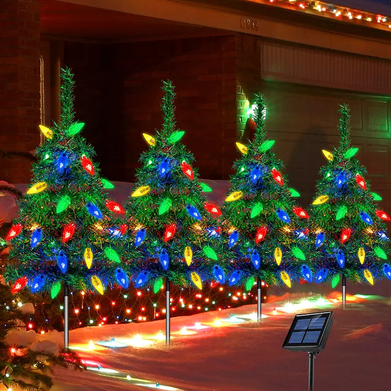 Solar-Powered Outdoor Christmas Tree Lights with Multicolor Strawberry Bulbs