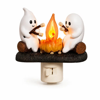 Cute Ghost Campfire Night Light with Flickering Flame