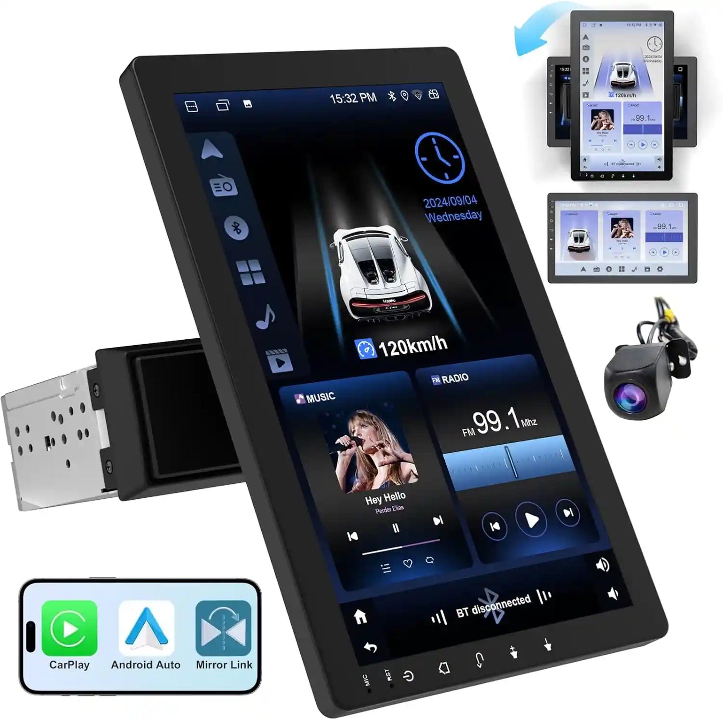 Car Stereo – Wireless CarPlay & 10.1" Rotatable Screen For Instant Dashboard Upgrade