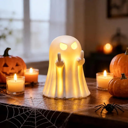LED Spooky Middle Finger Ghost Figurine Halloween Decor Light