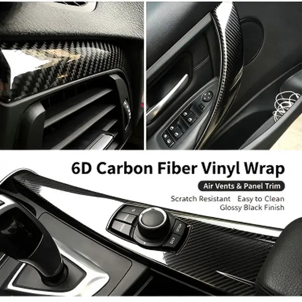6D Gloss Carbon Fiber Vinyl Wrap Film for Car Interior and Exterior