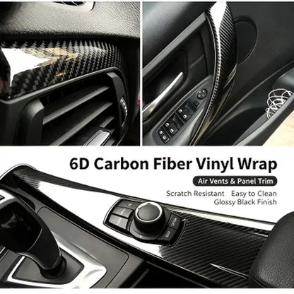 6D Gloss Carbon Fiber Vinyl Wrap Film for Car Interior and Exterior