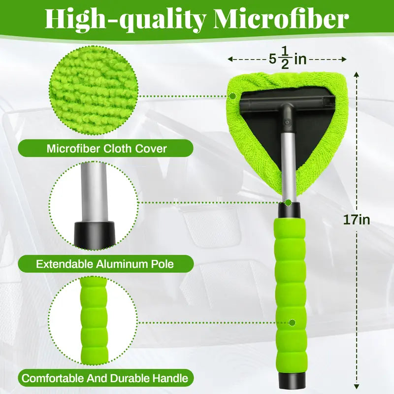 Windshield Cleaning Wand – 180° Pivoting Extendable Handle For Crystal-Clear Safety