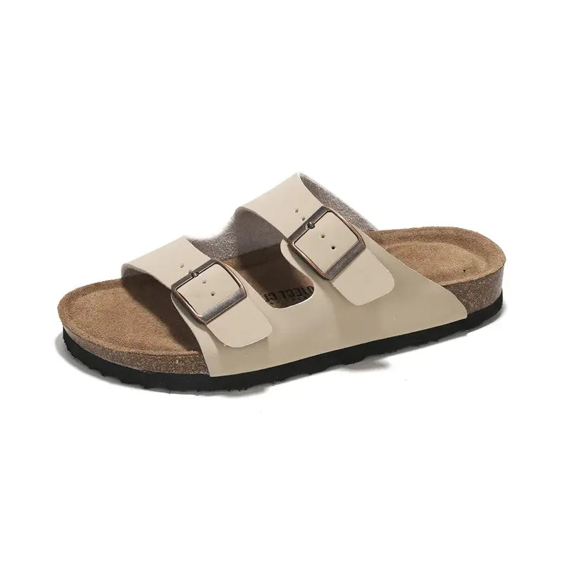 Walk On Clouds: Genuine Leather Memory Foam Cork Sandals