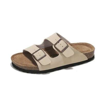 Walk On Clouds: Genuine Leather Memory Foam Cork Sandals