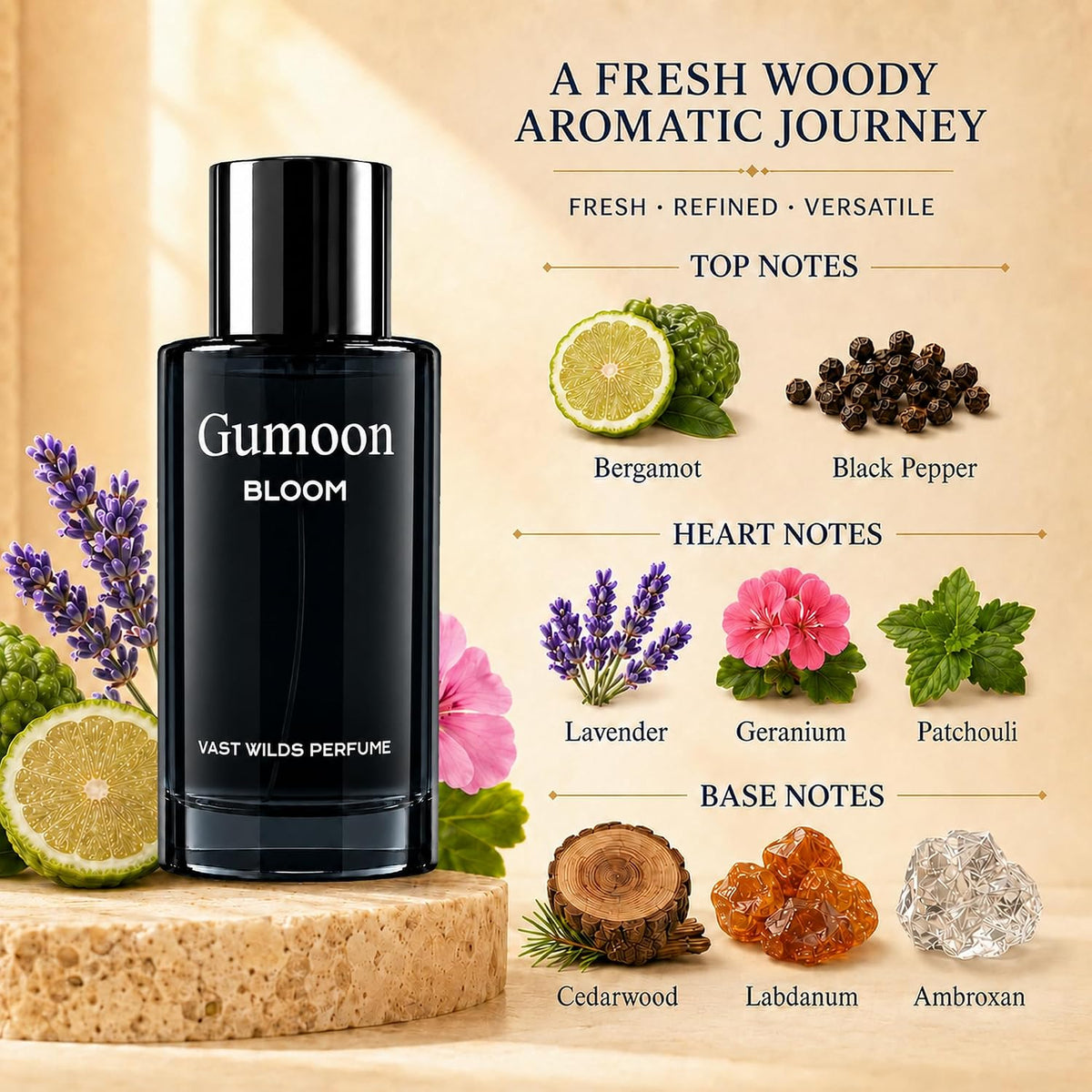 Gumoon Bloom Unisex Long-Lasting Fresh Luxury Perfume