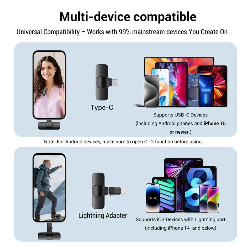 Crystal-Clear Wireless Audio for Every Video – Plug & Play Mini Lavalier Microphone