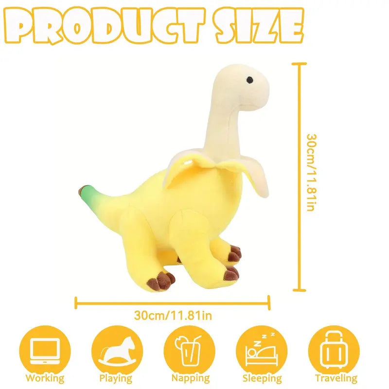 Banana Brontosaurus Plushie Toy for Cuddles & Decor