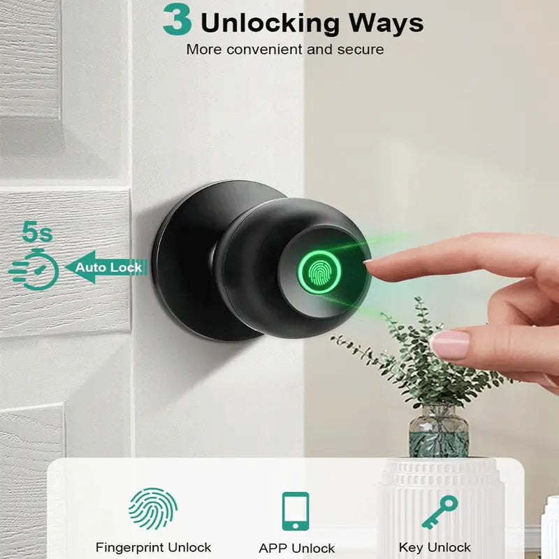 Smart Door Knob – 0.3s Biometric Fingerprint Access For Keyless Instant Home Security