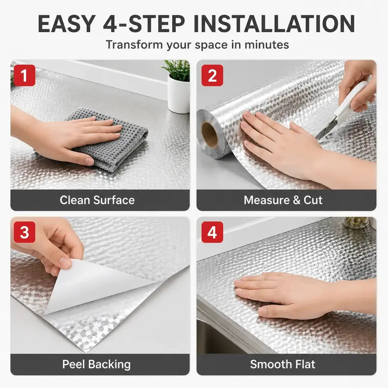 Self-Adhesive Oil-Proof & Heat-Resistant Aluminum Foil Kitchen Wall Sticker | Buy 1 Get 1 Free