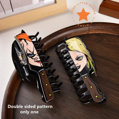 Bold Double-Sided Horror Character Claw Clips for Secure, Non-Slip Daily Styling
