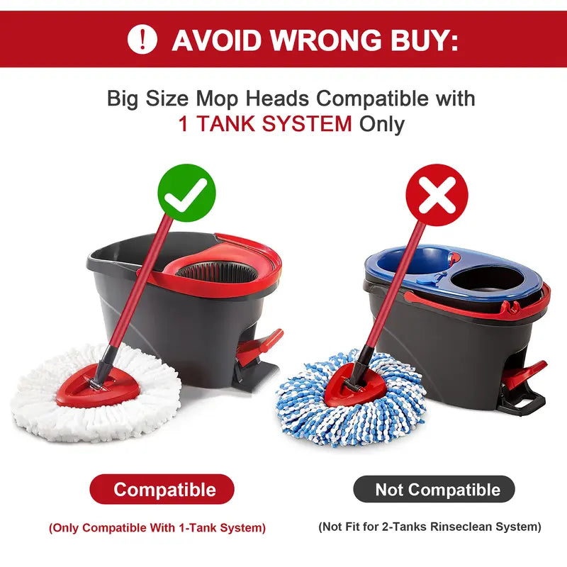 Microfiber Spin Mop Refills & Base Scrub Brush Set