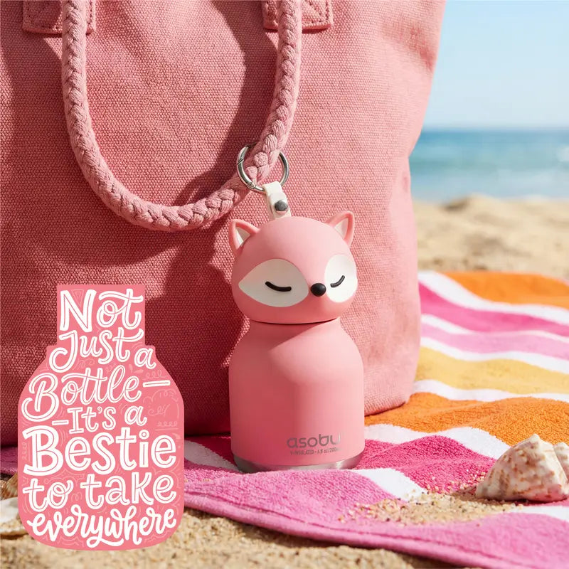 Mini Animal Stainless Steel Water Bottle with Backpack Clip Ring
