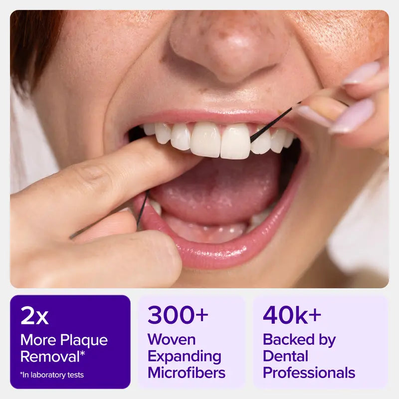 Expanding Black Dental Floss with Watermelon Mint