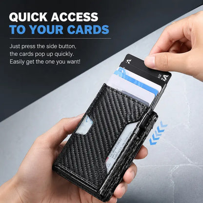 Ultra-Slim RFID Blocking Metal Pop-Up Bifold Wallet for Men