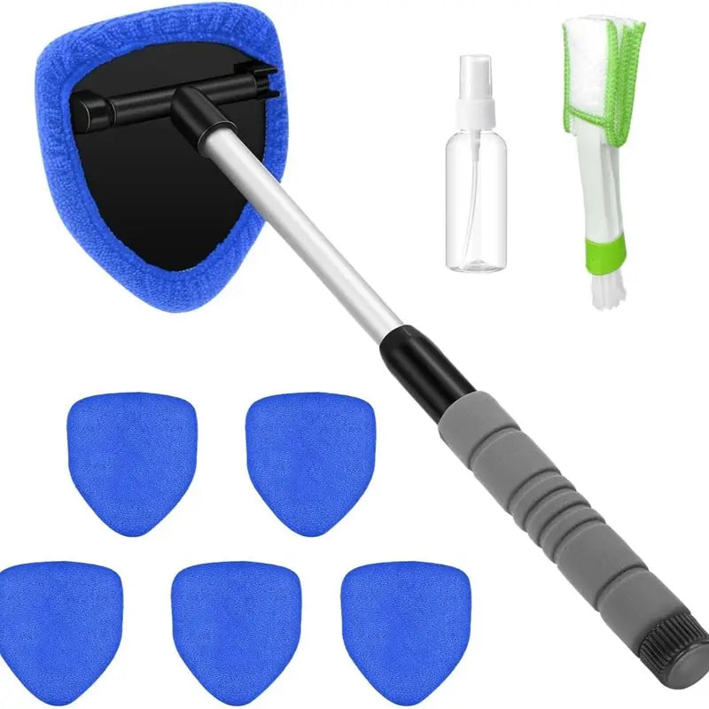 Extendable Windshield Cleaning Tool & Microfiber Car Window Kit