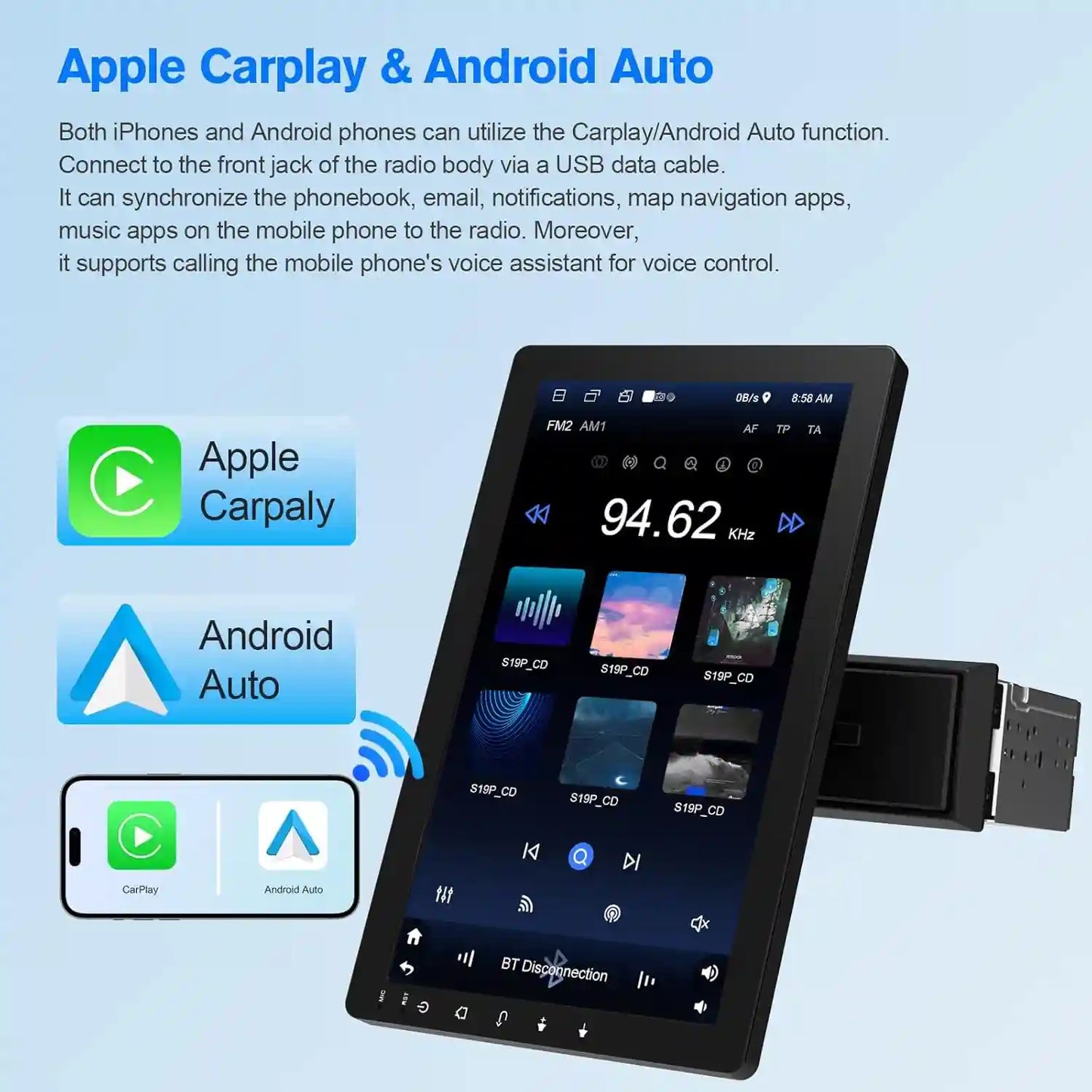 Car Stereo – Wireless CarPlay & 10.1" Rotatable Screen For Instant Dashboard Upgrade