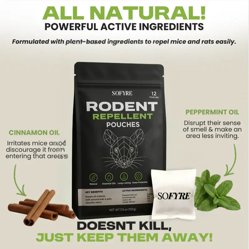 Keep Rodents Away Safely: 100% Natural Essential Oil Repellent Pouches
