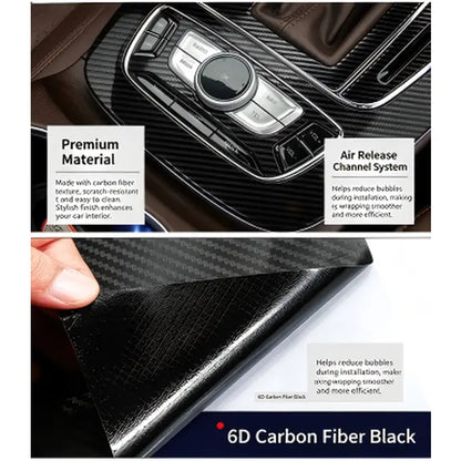 6D Gloss Carbon Fiber Vinyl Wrap Film for Car Interior and Exterior