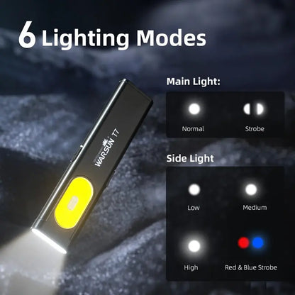 Compact EDC LED Pocket Work Light Rechargeable Flashlight