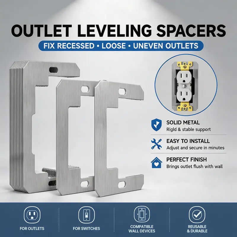 Metal Wall Plate Spacers for Loose Outlet Leveling & Flush Fit Repair