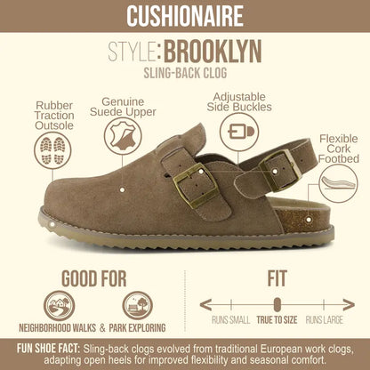 Ultimate Comfort Genuine Suede Slingback Clogs with Memory Foam