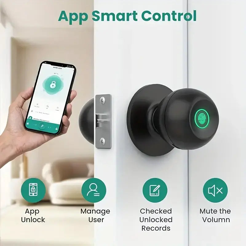 Smart Door Knob – 0.3s Biometric Fingerprint Access For Keyless Instant Home Security