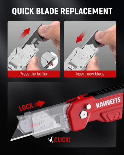 2-in-1 Folding Utility Knife & Razor Blade Scraper Tool