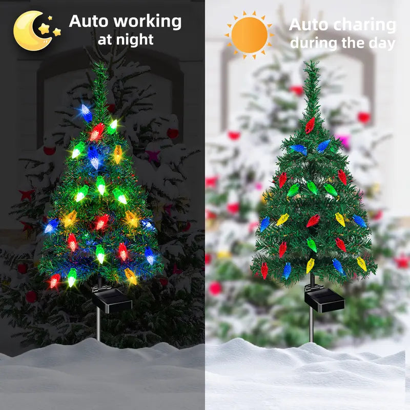 Solar-Powered Outdoor Christmas Tree Lights with Multicolor Strawberry Bulbs