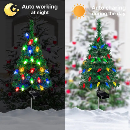 Solar-Powered Outdoor Christmas Tree Lights with Multicolor Strawberry Bulbs