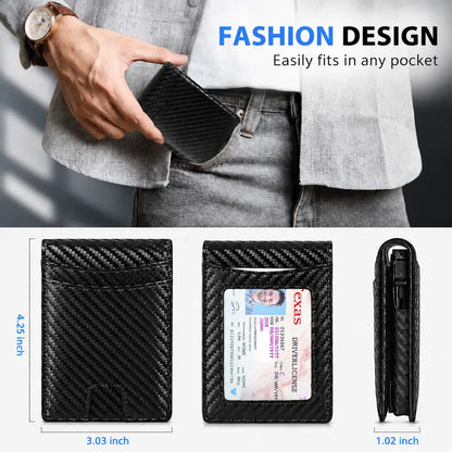 Ultra-Slim RFID Blocking Metal Pop-Up Bifold Wallet for Men