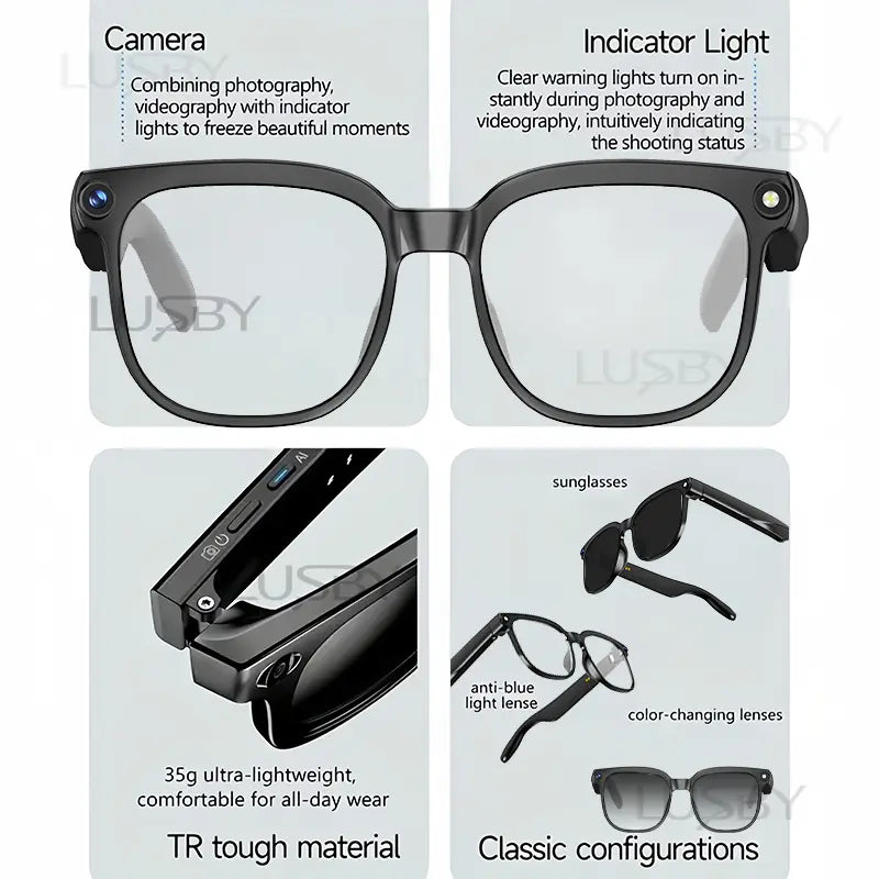Smart AI Camera Glasses – 4K POV Recording With Translation, Voice AI & Object Recognition
