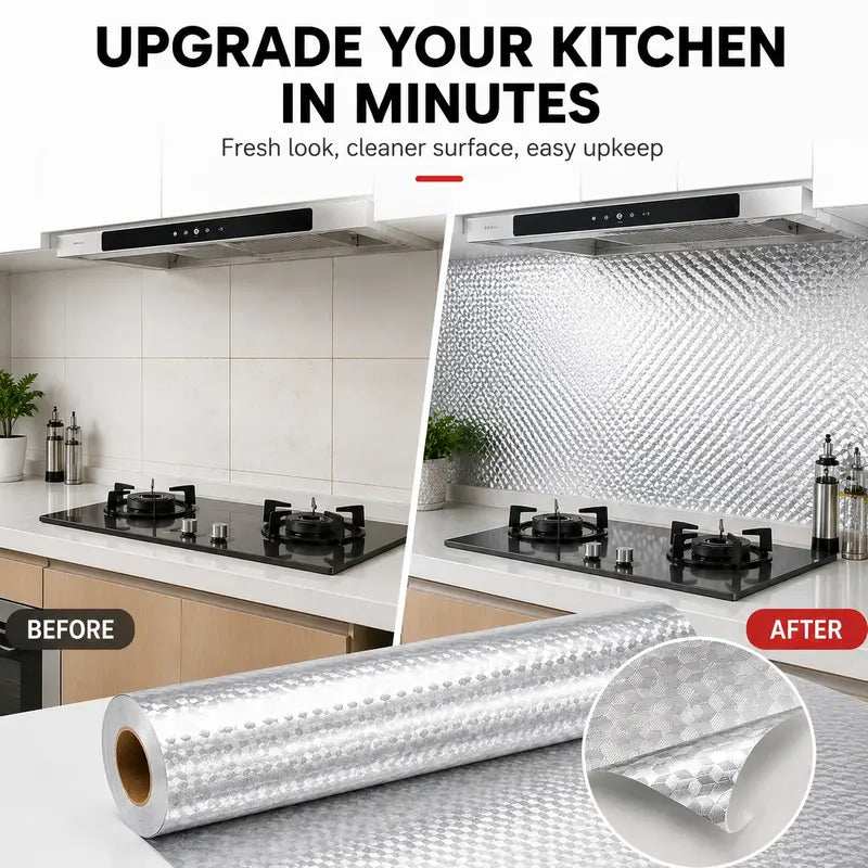 Self-Adhesive Oil-Proof & Heat-Resistant Aluminum Foil Kitchen Wall Sticker | Buy 1 Get 1 Free