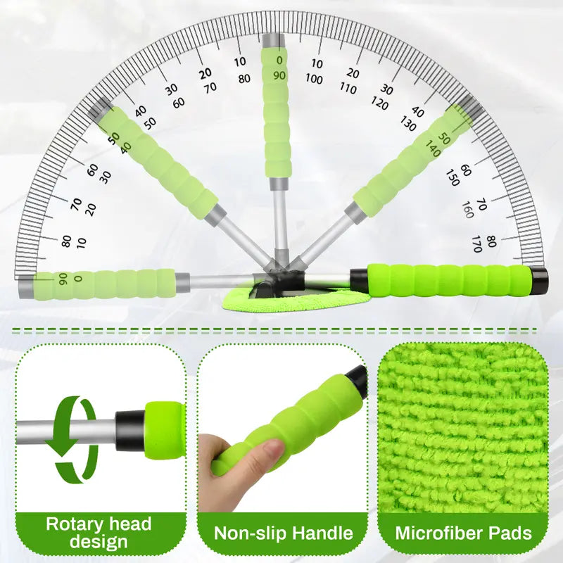Windshield Cleaning Wand – 180° Pivoting Extendable Handle For Crystal-Clear Safety