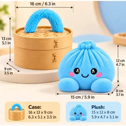 Cute Giant Rainbow Dumpling Plush Squishy With Bamboo Steamer Gift Box