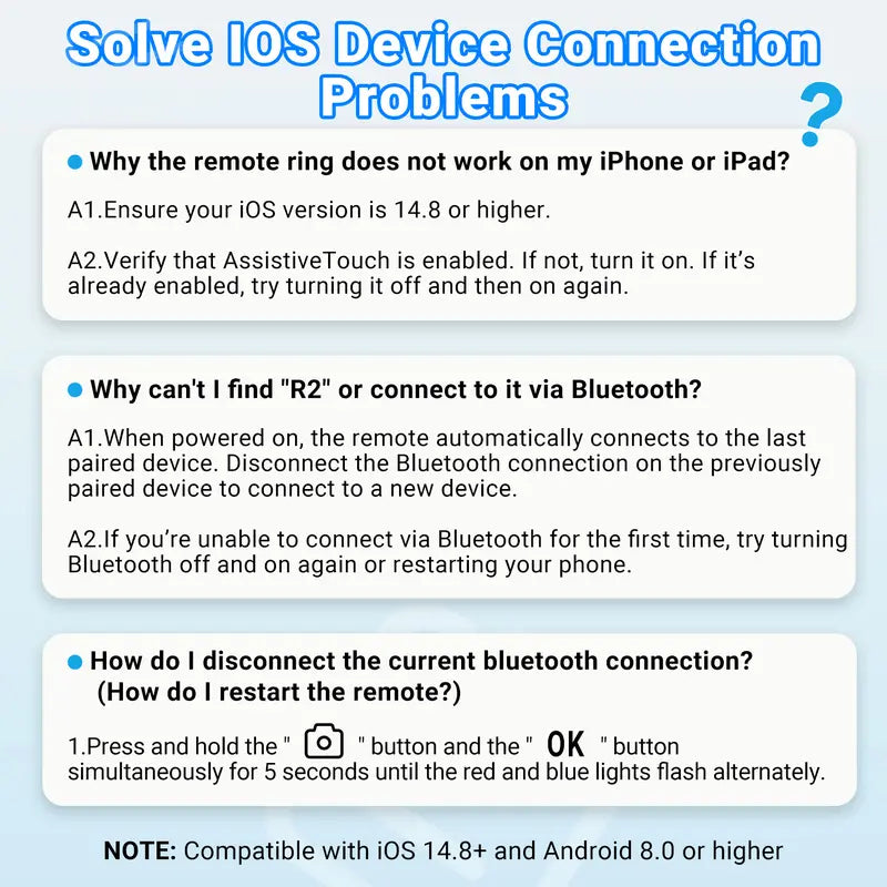 Wireless Bluetooth Ring Video Remote Controller