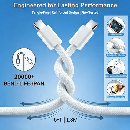 Ultra Fast USB-C Wall Charger Block with 6FT Braided Cable Set