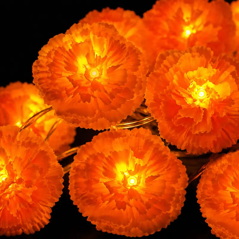 Illuminate Your Festival: Mexican Marigold LED Flower Garland Lights
