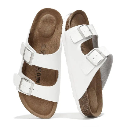 Walk On Clouds: Genuine Leather Memory Foam Cork Sandals