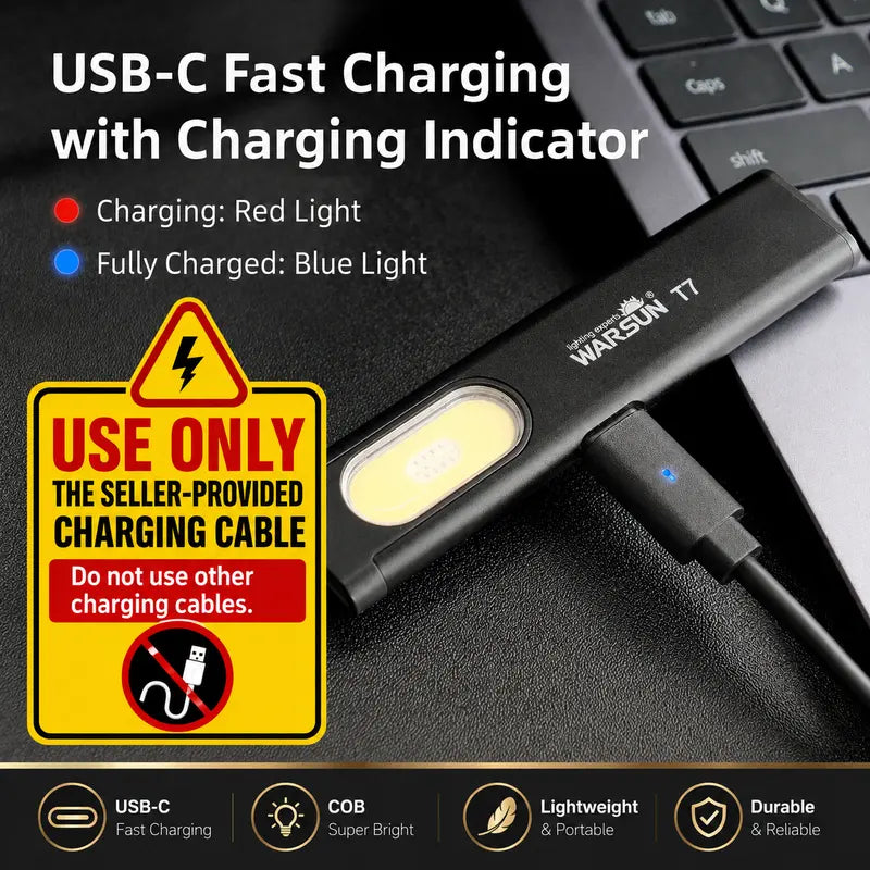 Compact EDC LED Pocket Work Light Rechargeable Flashlight