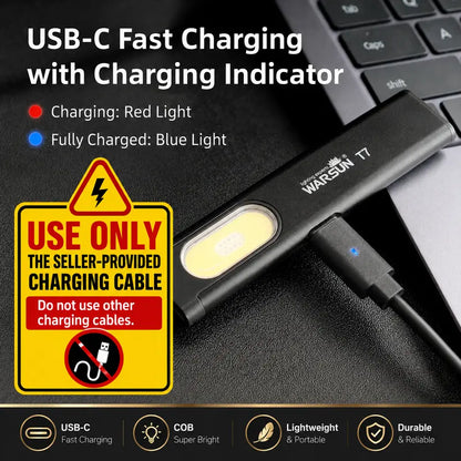 Compact EDC LED Pocket Work Light Rechargeable Flashlight