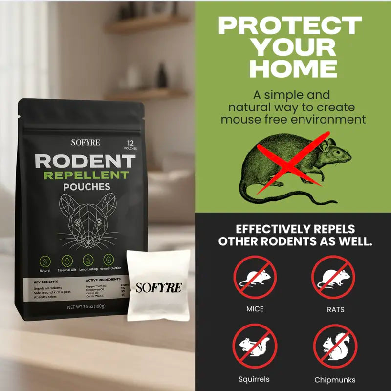 Keep Rodents Away Safely: 100% Natural Essential Oil Repellent Pouches