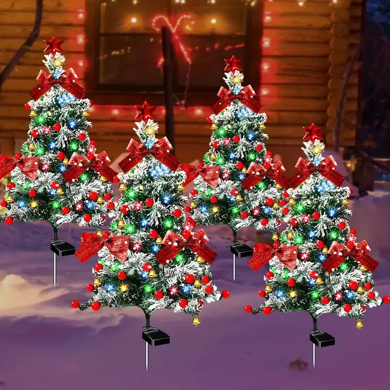 Solar-Powered Outdoor Christmas Tree Lights with Multicolor Strawberry Bulbs