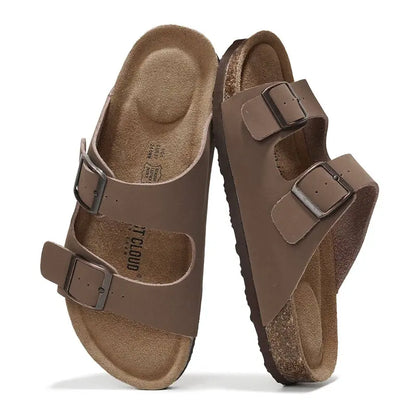 Walk On Clouds: Genuine Leather Memory Foam Cork Sandals