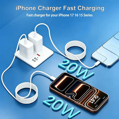 Ultra Fast USB-C Wall Charger Block with 6FT Braided Cable Set