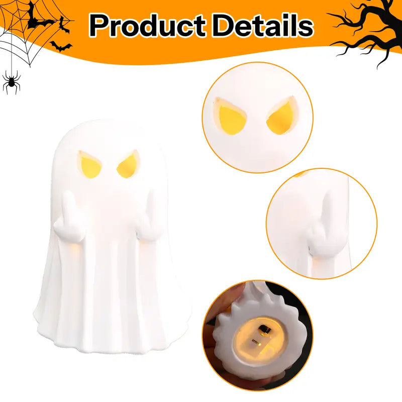 LED Spooky Middle Finger Ghost Figurine Halloween Decor Light