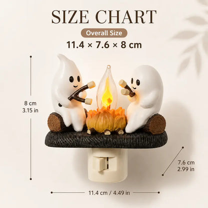 Cute Ghost Campfire Night Light with Flickering Flame